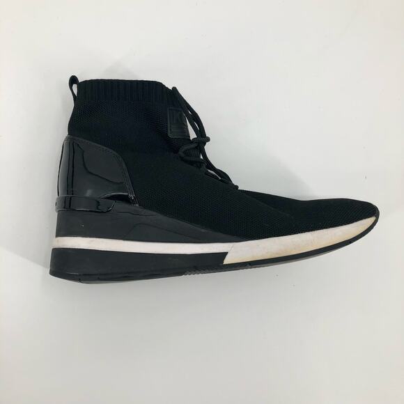 MICHAEL Michael Kors Black Sock Wedge Heel Sneakers - Picture 3 of 11